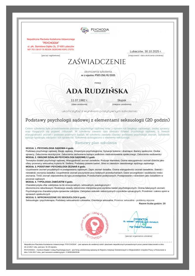 certyfikat z psychologii sadowej ada rudzińska.jpg