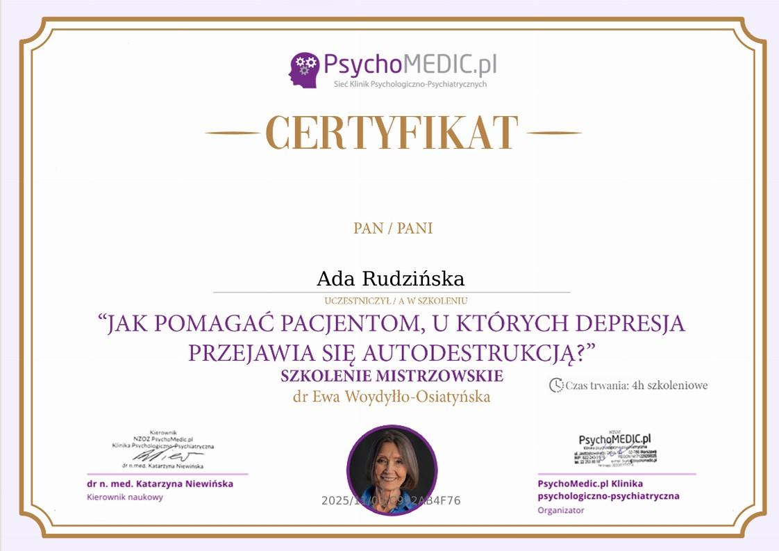 Depresja i autodestrukcja certyfikat Ada Rudzińska.jpg