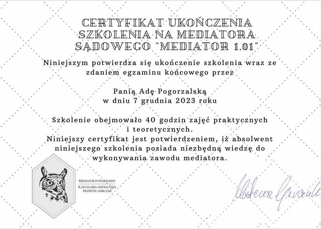 mediator dyplom ada rudzińska