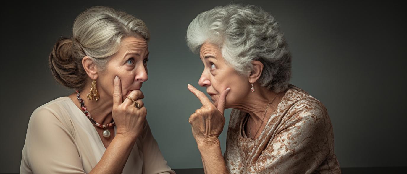 Diwie starsze kobiety, które ze sobą rozmawiają.