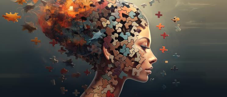 Głowa stworzona z puzzli