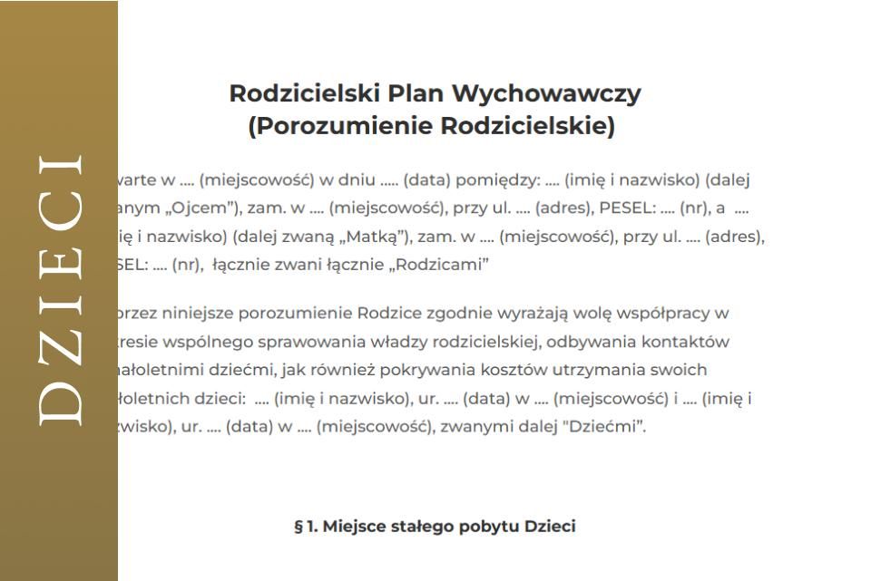 Porozumienie Rodzicielskie 2024 Rodzicielski Plan Wychowawczy