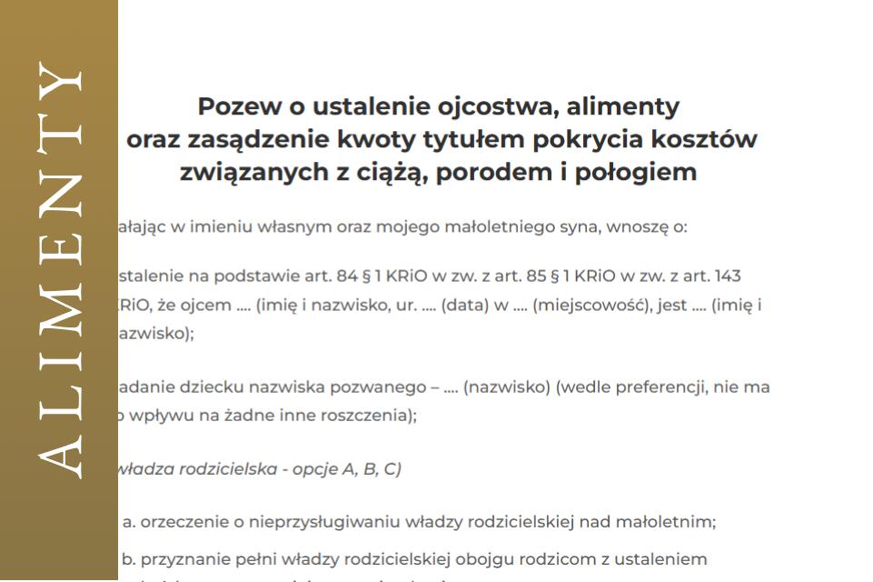 Pozew o alimenty ustalenie ojcostwa zwrot kosztow