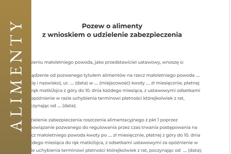 Pozew o alimenty wzór wniosek o alimenty