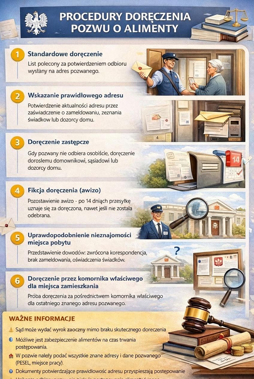 skutecznie doręczenie pozwu o alimenty