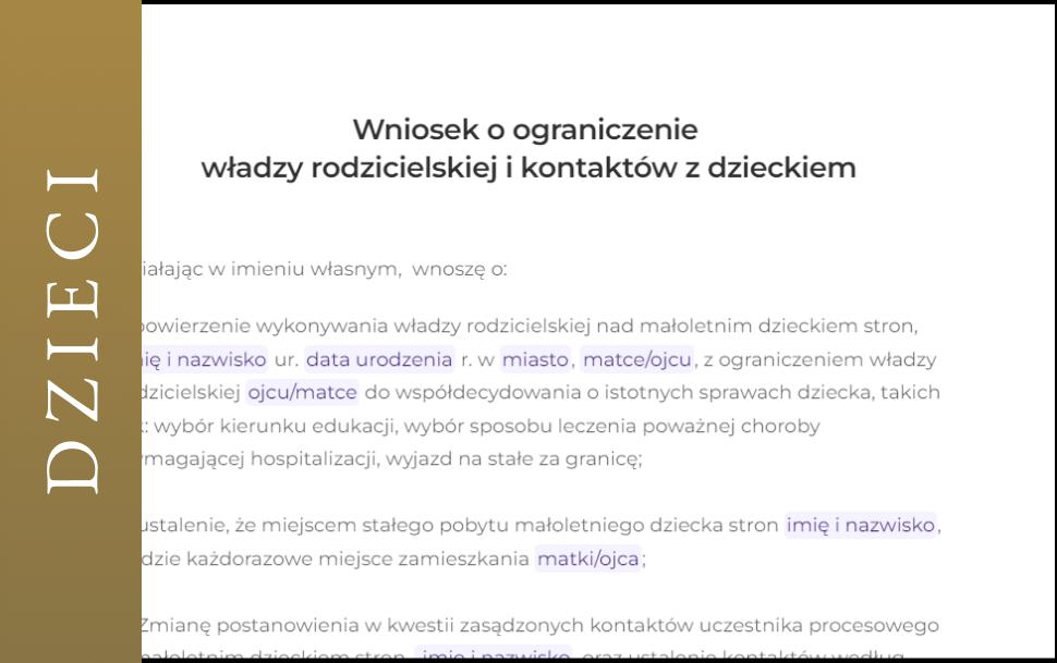 Wniosek o ograniczenie władzy rodzicielskiej i kontaktów z dzieckiem