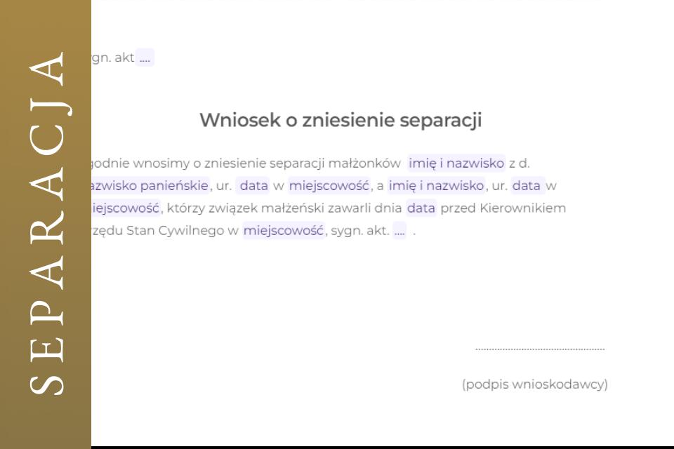 Wniosek o zniesienie separacji WZÓR